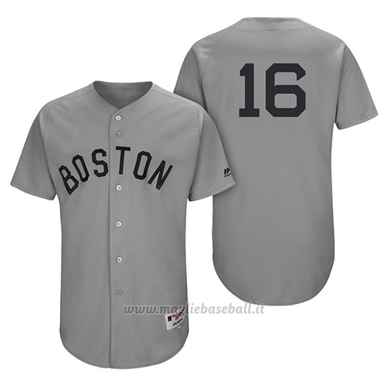 Maglia Baseball Uomo Boston Red Sox 16 Andrew Benintendi Grigio Turn Back The Clock Autentico